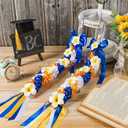 Suncalla Blue Gold Plumeria Graduation Lei 2026 Hawaiian Ribbon Graduation Braided Lei with Flowers for Adults Class of 2026 School College Student Congrats Grad Gifts Party Accessories