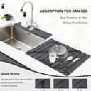 3 PCS Large Stone Dish Drying Mat for Kitchen Counter, Quick Dry Diatomaceous Earth Mat with Sink Faucet Pad, Marble Water Absorbing Stone Drying Mats for Dishes, Bottles and Cups