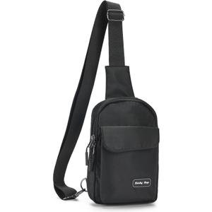 Seoky Rop Small Crossbody Bags for Women Men Nylon Water Resistant Sling Bag for Running Workout Travel (Black)