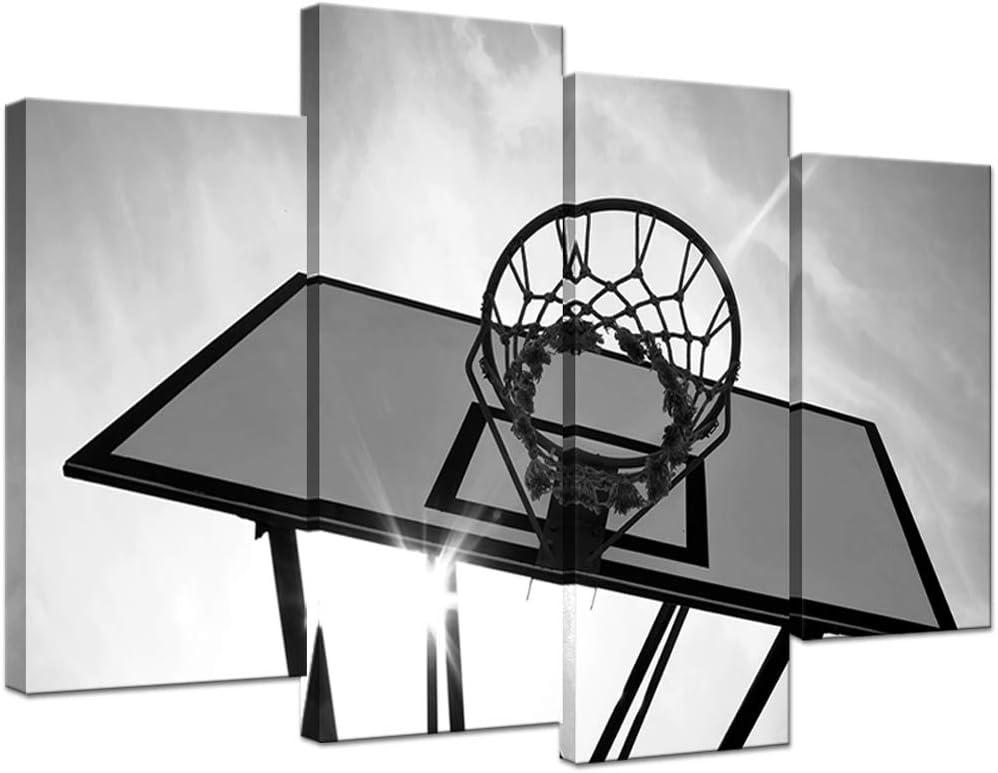 KLVOS Basketball Canvas Wall Art Sports Themed Black and White Basketball Picture Wall Decor for Teen Boys Room Kids Room Great Gift Gallery Canvas Wrapped Stretched Framed Ready to Hang 32in x 48in