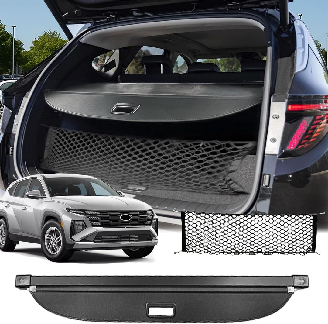 Cargo Cover for 2022 2023 2024 2025 Hyundai Tucson Accessories(Leather),Rear Trunk Cover for Hyundai Tucson 2022-2025 Accessories Privacy Screen Retractable Luggage Security Shield Shade