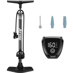 Bike Pump, 25 Height Full Size Bicycle Pump with 160 PSI High Pressure, Bike tire Pump with Presta and Schrader Valve, Bike Air Pump for Bike Tires, Balls and Swimming Ring,Bike Pumps with Psi Gauge