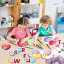 88Pcs Valentines Day Bulletin Board Set Pink Heart Bottle Classroom Decorations Conversation Heart Paper Cutouts for Romantic Classroom Home Window Door Wall Decorations Party Supplies