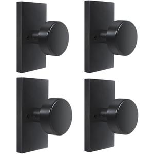 Matte Black Dummy Door Knobs Interior, Modern Rectangle Dummy Door Handle for Bifold Closet, 4 Pack