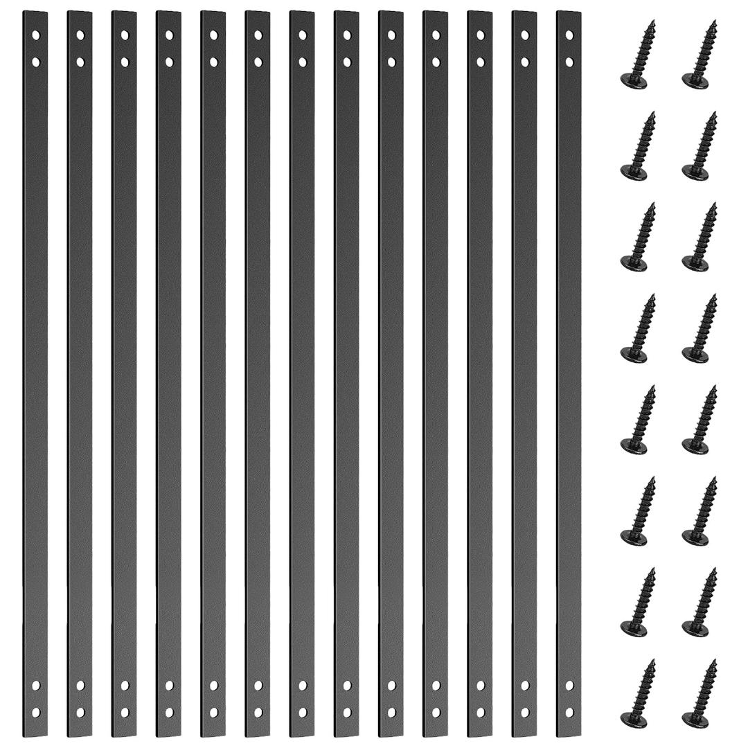 26 Pack Deck Spindles 36"X1", Flat Straight Porch Railing Kit with Screws, Heavy Duty Black Metal Decking Balusters for Wood and Composite Deck for Indoor Outdoor Stairs Patio Porch