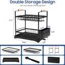 2-Tier Large Dish Drying Rack for Kitchen Counter with Drainboard and Cutlery Holder, 2 Tier Dish Drying Rack, Black,16.54" D x 11.81" W x 17.71" H