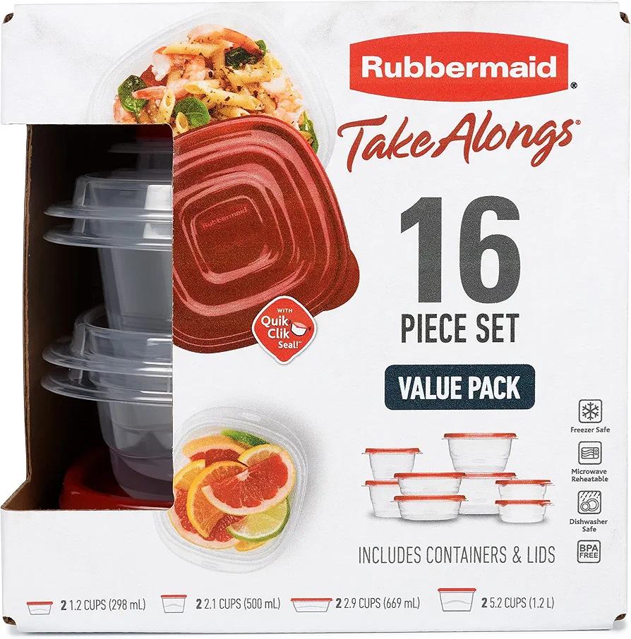 Rubbermaid TakeAlongs Food Storage Containers, 16 Piece Set