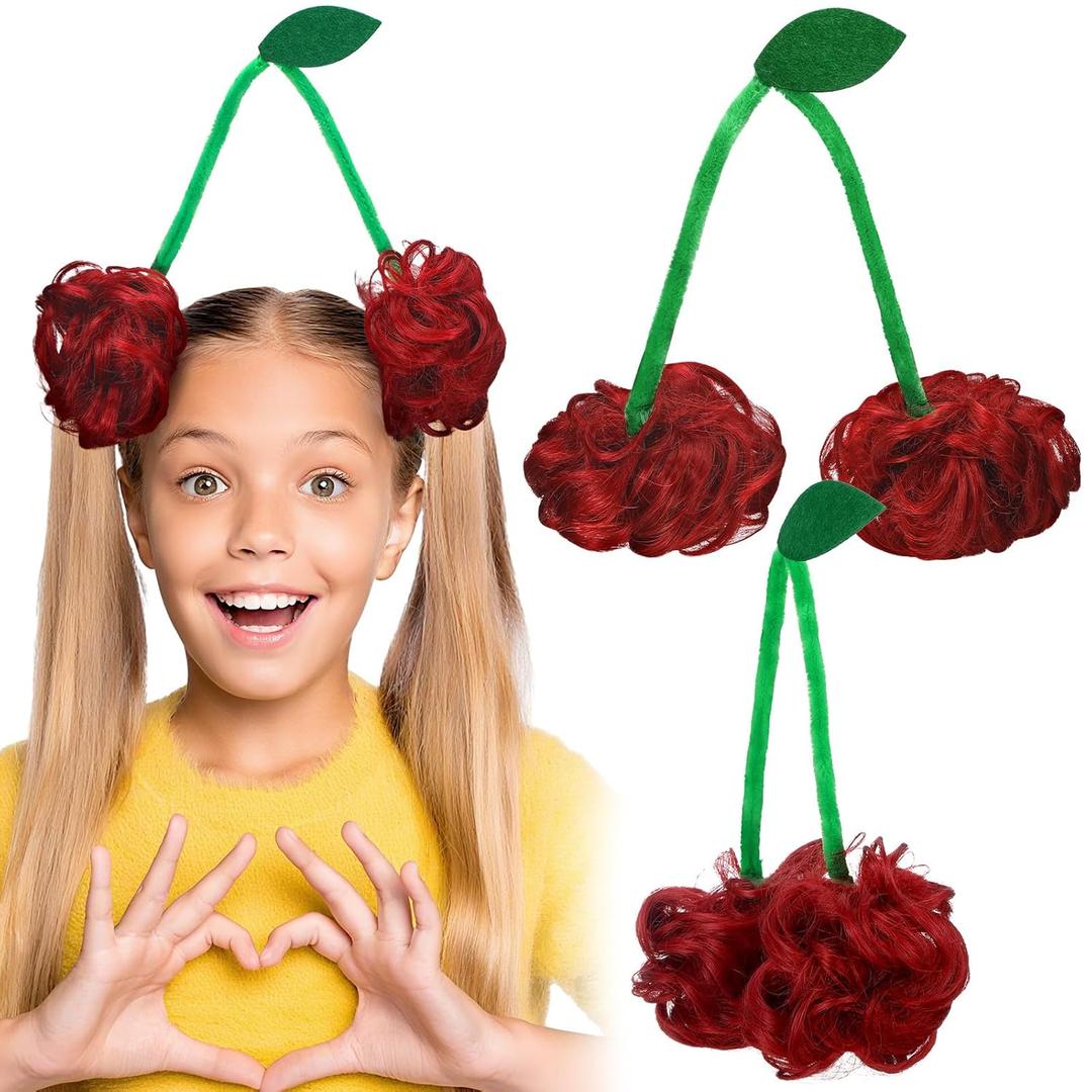 Crazy Hair Clip Kit Crazy Hair Day Accessories for Girls Funny Head Band for Kids and Adults Party Gift (Cherry)