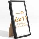 6x11 Aluminum Metal Picture Frame,Tempered Glass Black Photo Frame 6x11 for Family Photo,Posters,Art,Document to Wall Mount Horizontally or Vertically