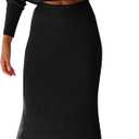 PRETTYGARDEN Women's Spring Fall 2 Piece Sweater Set Rib Knit Long Sleeve Crop Top Maxi Bodycon Skirt Casual Winter Outfits (Black, Large)
