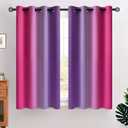 COSVIYA Grommet Ombre Room Darkening Curtains 54 inches Length for Kids/Girls Bedroom, Polyester Light Blocking Pink and Purple Gradient Window Drapes/Curtains for Living Room,2 Panels, 52x54 inches
