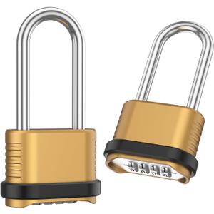 2 Pcs Outdoor Combination Lock Weatherproof, 4 Digit Zinc Alloy Combination Locks Pad Locks 105mm Long Combination Lock Outdoor for Home Gate Courtyard Gate Warehouse Garage Storage Units Gym Lockers