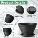 RooTrimmer 8 Inch Plastic Plant Pots with Saucers 8 Pack, Flower Pots with Drainage Holes, Sturdy Planter Pots for Indoor Outdoor, Modern Decorative Gardening Pots for Planting House Plants, Black