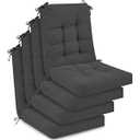 Juexica 4 Sets Outdoor Patio Chair Cushions Seat High Back Tufted Pillow Replacement Rocking Chair Cushions Pads for Patio Summer Seasonal Indoor Home Office( Dark Grey) (17 x 17 Inch)