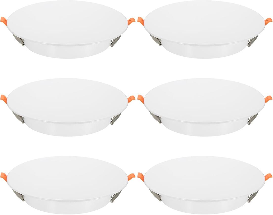uxcell 6Pcs 230mm/9.1" Round Ceiling Cover Plate, LED Downlight Hole Trim Wall Hole Spring Mount Decorative Flat Cap Access Panel for 6.9-8.5 Inch Ceiling or Wall Openings, Matte White