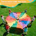 Rainbow Parachute for Kids, Play Parachute Toy with Handles, Parachute Game for Kids Cooperation Group Play and Outdoor Playground Activities, 24FT