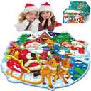 Christmas Floor Puzzle for Kids Ages 3-5 & 4-8, 88 Piece Blue Cardboard Jigsaw Puzzles for Kids, Learning Educational Toys Birthday, for 3 4 5 6 Year Old Girls & Boys