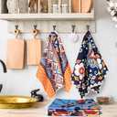 Bohemian Floral Kitchen Towels Set of 6 - Absorbent 24x16 Inch Dish Towels with Boho Mandala Design, Colorful Dish Cloths for Drying, Gift for Chef, Cook, Women, Housewarming & Hostess