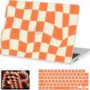 AKIT Compatible with MacBook Air 13 inch Case M5 2026 2025-2022 M4 M3 M2 A3449 A3240 A3113 A2681, Unique Shell Laptop Case+Screen Protector+Keyboard Cover for MacBook Air 13.6 inch, Orange CheckBoard