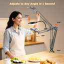 Overhead Camera Mount with Ring Light, Flexible Articulating Phone Arm Stand Compatible with iPhone, Logitech Webcam, Desk Tripod for YouTube Live Stream Cooking Nail Video Recording