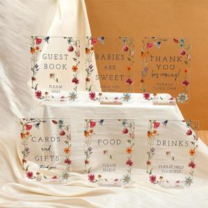 Vercraft 6 Pcs Wildflowers Baby in Bloom Baby Shower Table Decorations Take One Sign Thank You Acrylic Sign Centerpieces with Stand 5 x 7" Wedding Birthday Party Decorations for Guests Gifts
