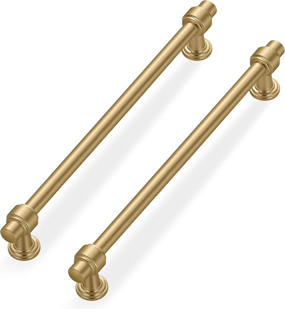 Lardmon 3 Pack 10 Inch(254mm) Hole Center Brushed Champagne Bronze Modern Cabinet Pulls Kitchen Cabinet Handles Kitchen Cabinet Hardware Timeless Drawer Vanity Pulls, Champagne(10x3)