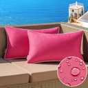 MIULEE Pack of 2 Outdoor Waterproof Pillow Covers Decorative Lumbar Throw Pillows Solid Color Farmhouse Couch Cushion Covers for Patio Tent Bed Sofa Living Room 12x20 Inch Hot Pink