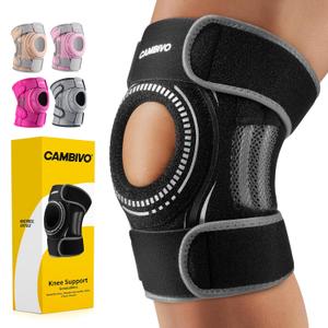 CAMBIVO Elite Motion Series Knee Brace for Women & Men with Side Stabilizers, Patella Knee Brace for Meniscus Tear, Knee Support for Knee Pain Relief, Running, Basketball, Workouts (Black, Large)