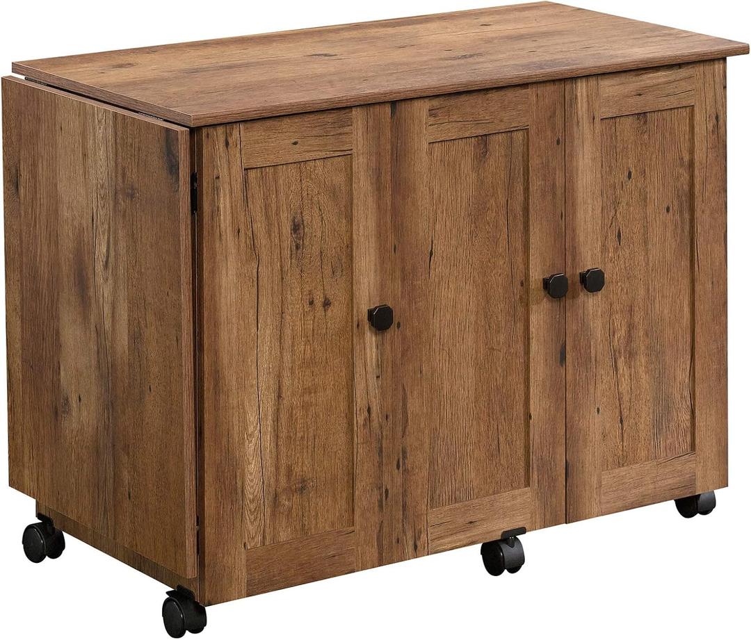 Sauder Miscellaneous Storage Sewing/Craft Cart/ Pantry cabinets, Vintage Oak finish, L: 40.08" x W: 19.45" x H: 28.50"