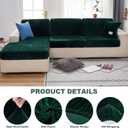 MIFXIN Velvet Stretch Couch Cover Sofa Cushion Slipcover 1 Piece Universal Elastic Sofa Seat Cover Wear-Resistant Couch Furniture Protector (Dark Green, Plus Size 3-Seater)
