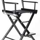 Filmcraft Professional Grade Studio Director's Chair Medium Seat Height (24 inch) with Black Finish and Black Canvas
