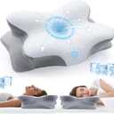 Cervical Neck Pillow for Pain Relief Sleeping, Neck Support Pillows for Sleeping with Cooling Pillowcase, Ergonomic Memory Foam Pillows, Contour Orthopedic Pillow for Side Back Stomach Sleeper