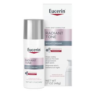 Eucerin Radiant Tone Night Cream, Dark Spot Corrector with Thiamidol, Night Moisturizer for Face Helps Visibly Reduce the Look of Persistent Dark Spots, All Skin Types, 1.7 Oz Bottle