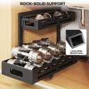 2 Pack 19IN-Depth Under Sink Organizer,Pull Out Cabinet Organizer With Smooth Cylindrical Rail,Metal Slide Out Drawer for Kitchen Bathroom Laundry,8-Level Tool Free Height Adjustable-Black, 2 Pack-19"Dx9.5"-16.7"H