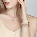 MOFREE Beaded Bracelet Compatible for Apple Watch Band 38mm/40mm/41mm/42mm(Series 10) Women,Fashion Handmade Beads Elastic Stretch Strap for iWatch Series 10/9/8/7/SE/6/5/4/3/2/5 (Pink)