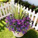INQCMY Artificial Flowers for Outdoor 12 Pcs Faux Silk Daisy and 1 Pcs Fake Long Leaved Grass UV Resistant Tall Ferns for Home Doorway Courtyard Garden Backyard Decorative