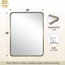 ANDY STAR 28x36 INCH Brushed Nickel Mirror, Rounded Rectangle Brushed Silver Metal Framed Mirrors for Bathroom Anti-Rust SUS304, Tube Metal Frame, 1’’ Deep Wall Mounted Vertically/Horizontal