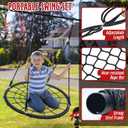 Hapfan 50 ft Ninja Warrior Obstacle Course for Kids with Tree Swing, Portable Slackline Swing Set with Weather-Proof Obstacles, Tree Jungle Gym Outdoor Playset for Backyard Outside