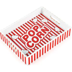 clothmile Movie Night Tray with Handles Wooden Snack Trays with Handles Reusable Snack Storage Box Movie Night Supplies for Countertop Theater Popcorn Bucket Bowl Box Container Family Room Decor