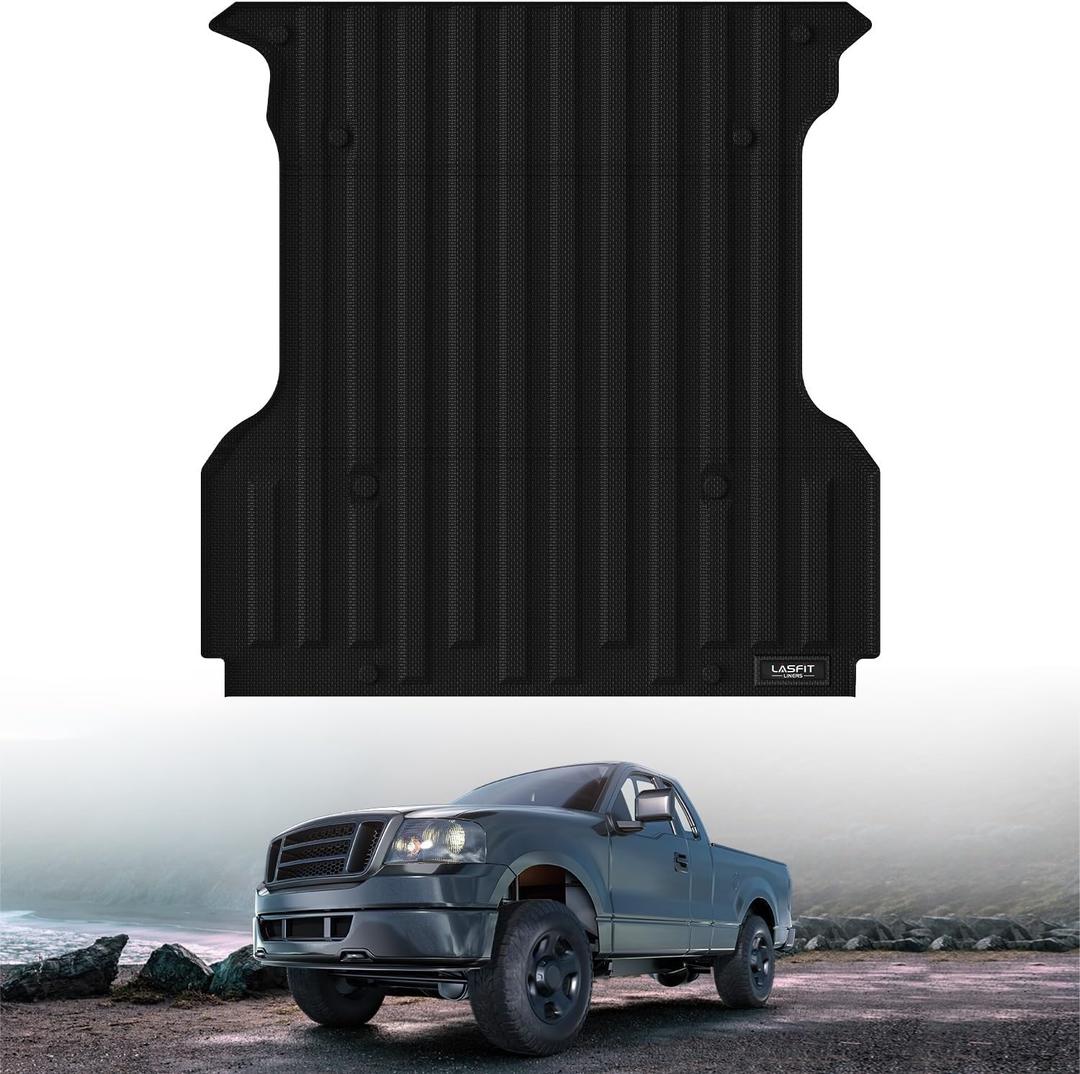 LASFIT Truck Bed Mat (5.5FT, 67" Bed) Fit for Ford F-150 2004-2014 | Lincoln Mark LT 2006-2008, All Weather Protection TPE Heavy Duty Car Bed Liner - 1PC Black