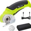 WISYOK Cordless Electric Scissors, 4.2V Rechargeable Cardboard Cutter with Safety Lock, 2 Blades & Storage Bag, Electric Box Cutter for Crafts, Leather, Plastic, Felt, Gifts for Men