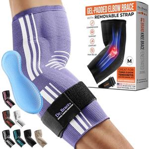 DR. BRACE® Elite Elbow Brace Support, Breathable Elbow Compression Sleeve with Gel Pad for Golfer's, Tennis Elbow & Tendonitis Treatment & Pain Relief 2024 (Purple-White, Medium)