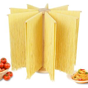 Wooden Pasta Drying Rack with 9 Arms, Detachable Noodle Dryer Stand for Homemade Spaghetti, Easy to Assemble and Store, Space-Saving Pasta Holder for Kitchen or Cooking Gift