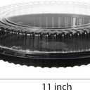 100PCS Disposable Round Sushi Trays with Transparent Lids Black Plastic Platter Catering Sushi Box (11 Inch)