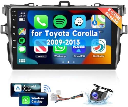 [8 CORE 4G+64G] for Toyota Corolla 2009-2013 Car Radio with Wireless Carplay/Android Auto, 9 Inch Android 13 IPS Touch Screen Car Stereo, Bluetooth, GPS Navi, WiFi, SWC, DSP + Backup Camera