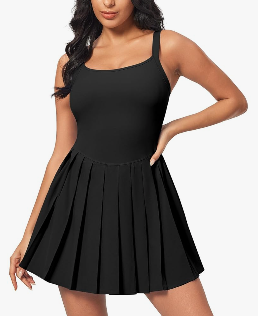 IUGA Tennis Dresses for Women with Shorts Easy Pezzy Athletic Dress for Women Adjustable Straps Workout Dress Removable Pads, 