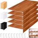 Hoolerry 5 Pcs Wire Shelf Covers Foamed PVC Wire Rack Covers for Removable Closet (Not Wood) Pantry Shelves for Cabinet Bathroom Kitchen Shelving Decoration(Dark Wood Color,32x12inch)