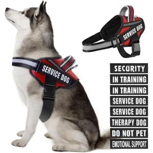 Dog Vest Harness and Patches Set, Animire in Training Service Dog Harness with 10 Dog Patches, Reflective Dog Vest with Handle for Small, Medium, Large, and Extra-Large Dogs