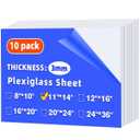 (10 Pack) 11" x 14" Plexiglass Sheets 1/8 inch Thick (3mm), Clear Acrylic Sheets Panel Cut to Size Plexiglass Acrylic Board, Cut with Engraver, Power Saw or Hand Tools, No Laser Cut