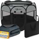 Siedihit Playpen for Middle Dog Cat, Dogs Tent Crate Cage Indoor | Outdoor, Portable Pop Up Dog Kennel with Carrying Bag for Rabbits (Dark Grey with Pad, Medium)